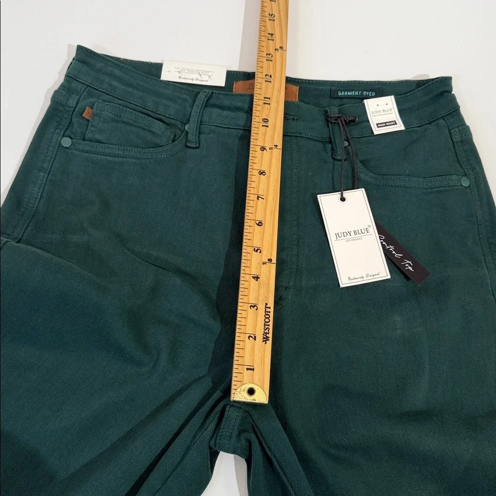 NWT Judy Blue Jeans Size 30 High Waist Cropped With Tummy Control Green - Picture 9 of 13